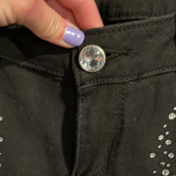 Black ripped jeans with rhinestone - Picture 3 of 4